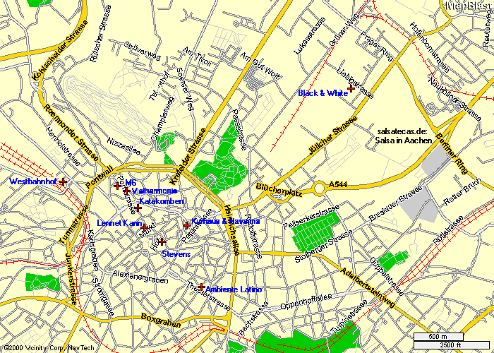 Salsa in Aachen: Stadtplan (anklicken zum zoomen / verschieben - click to zoom in/out - Copyright © mapblast.com)
